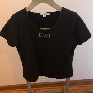 Port Authority Black Short Sleeve Crop Top with Crystal Lettering